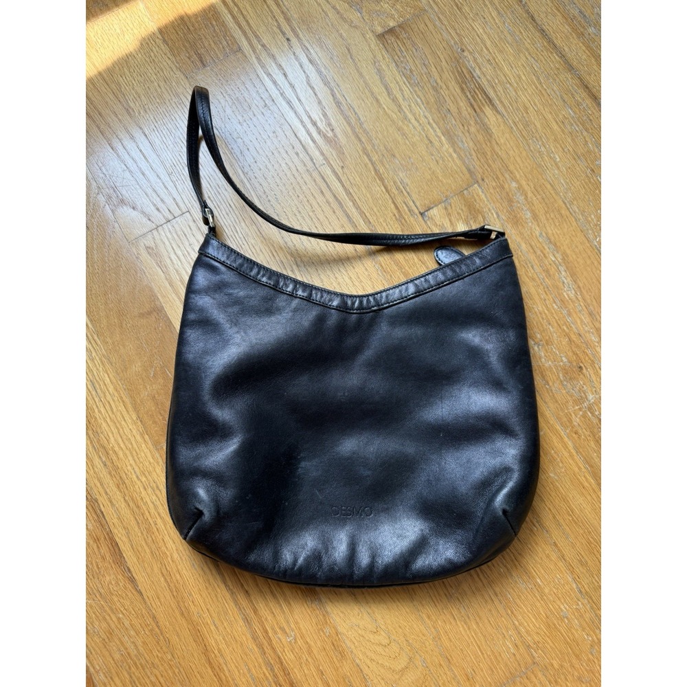 Desmo Italy Black Leather Shoulder Bag Italian Made Minimalist Hobo Quiet Luxury